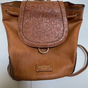Danny Murray London Tan Backpack with Floral Embossing